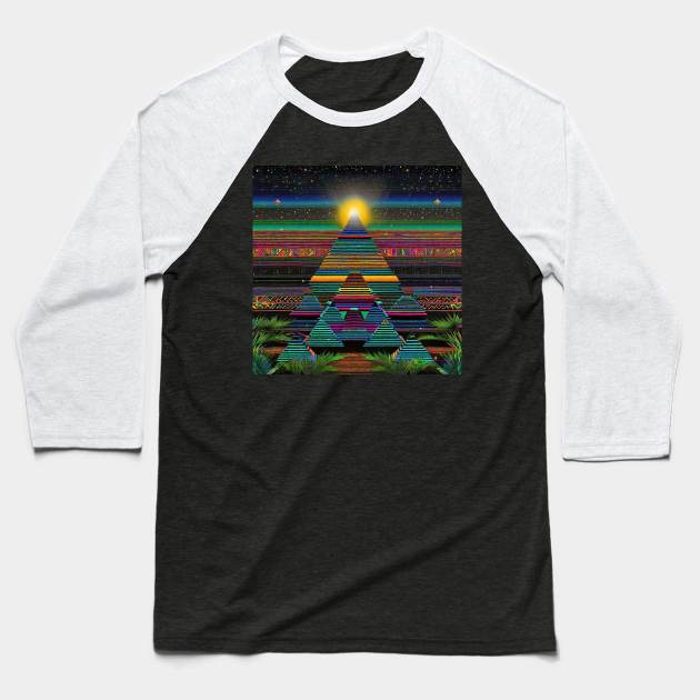 Psychedelic Apocalypse Eclipse Dreams 124 Baseball T-Shirt by Benito Del Ray